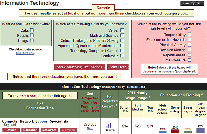 Career Finder Screen Capture